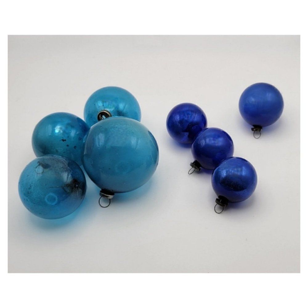 Antique Japanese Handblown Blue Shiny Brite Lot